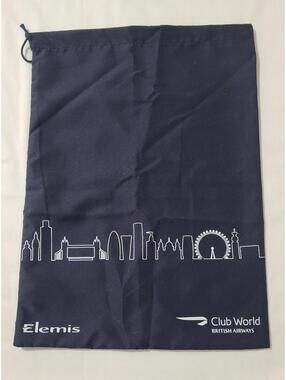 British Airways Club World X Elemis Amenity Kit 14X10.5 Blue Drawsting BAG ONLY